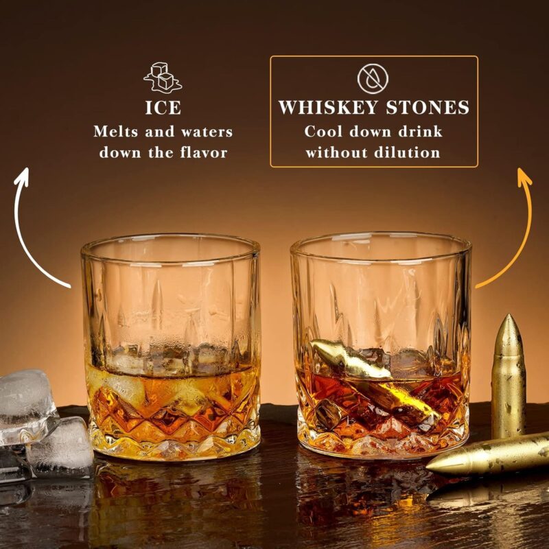 Oaksea®World's Best Dad Bullet Whiskey Stones Gift Set