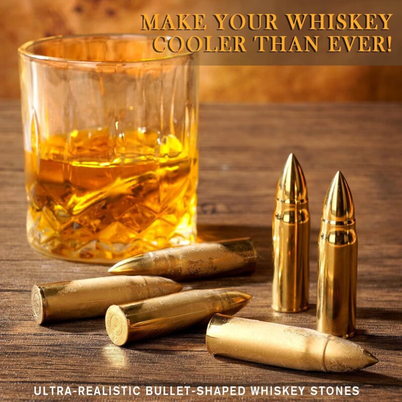 Oaksea®World's Best Dad Bullet Whiskey Stones Gift Set